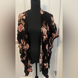 Black Floral Ruana - Maurices